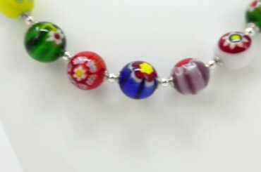My Italian Decor  - Murano Glass Millefiori Beaded Necklace - Made in Italy