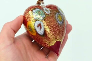 My Italian Decor  - Murano Glass Millefiori Heart Ornament - Made in Italy