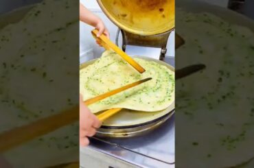 Big spring onion pancake making