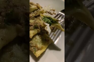 Spinach and ricotta cheese ravioli in porcini sauce #shorts #foodies