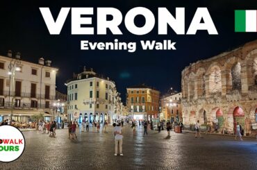 Verona, Italy Evening Walking Tour - 4K - with Captions