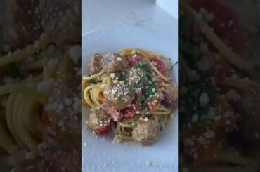 Italian pasta recipe with turkey meatballs, delicious.