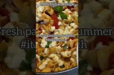 Fresh Italian Pasta topped with mozzarella for lunch. Quick and easy. Light and healthy.