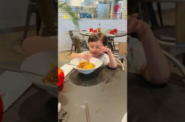 Funny kids love enjoying italian food
