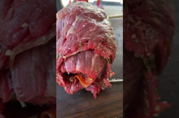 Huge smoked flank steak rolled up with Italian food network FN #food #short #how
