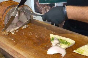 Italian "Porchetta" Roasted Pork Sandwiches. Street Food