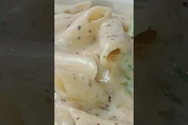 white sauce pasta, italian food, food video, cream sauce,  nonvegan pasta, chicken meat alfreado