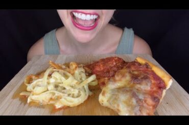 ASMR ITALIAN FOOD - LASAGNA, FETTUCCINI ALFREDO, SAUSAGE PIZZA (eating sounds) | kakes-ASMR