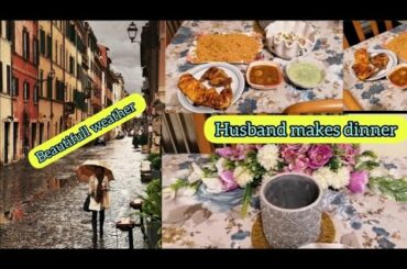 Barish vlog 2022/A rainy day in italy/enjoying tasty dinner/mattor pulao/qofta curry/chicken roast