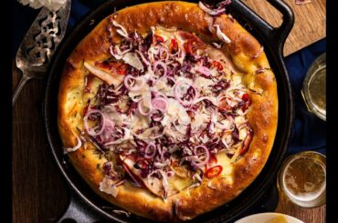 Mortadella Pear Skillet Pizza with Shaved Radicchio #shorts