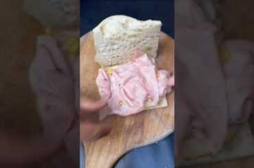 italian pizza with mortadella and melted cheese. #food #panini #pizza #viralshorts