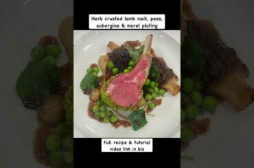 Michelin Star Lamb Rack with Herb Crust, Aubergine Puree, Morel Mushrooms, Peas & Lamb Sauce #shorts