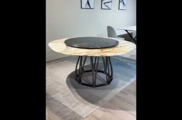 Italian high-end furniture brand Roberto Cavalli, luxury stone dining table and chair combination
