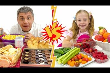 Nastya VS daddy in Healthy Food Challenge