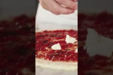 Italian chef making margaritta pizza with tomato Sause and mozzarella, #shorts street food