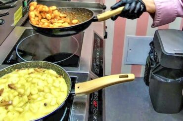 Cooking Italian 'Gnocchi'. Yummy Street Food in Warsaw, Poland, Fabryka Norblina,