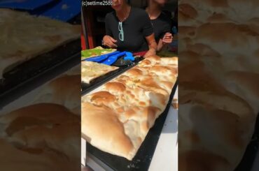 Italy Street Food. Focaccia and Farinata. The Flat Bread from Liguria