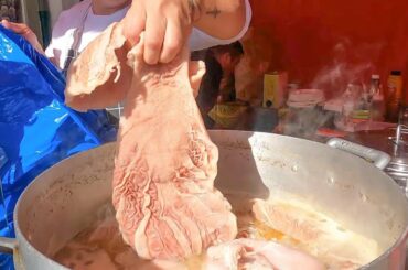 Sandwich of Tripe and Beef. The Lampredotto from Tuscany. Italian Street Food