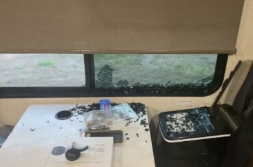 Side RV window shattering