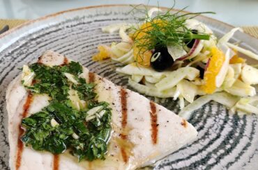 swordfish with gremolata and fennel-orange salad