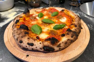 Pizza with vodka sauce and Italian Sausage