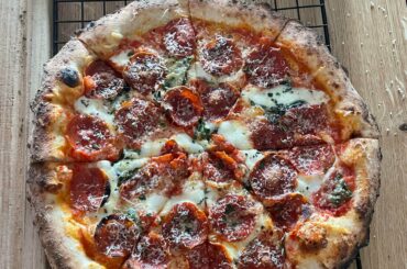 Pepperoni, mozzarella and pecorino