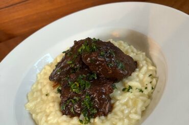 Peposo dell’Impruneta con Gremolata e Risotto Bianco