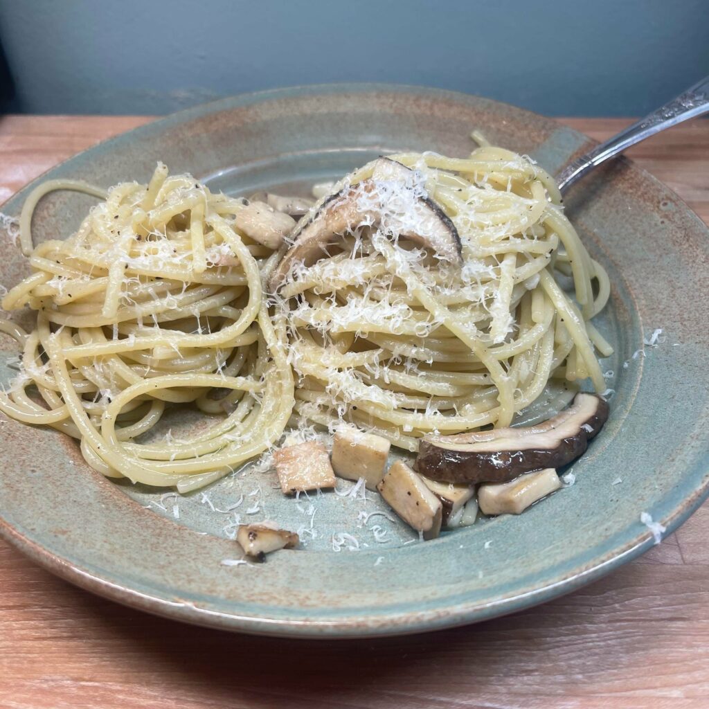 A riff on Aglio e Olio with some fresh porcinis.