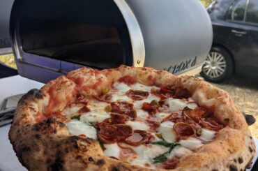 Biga 100%, 68% hydration, chorizo + pickled chilli!