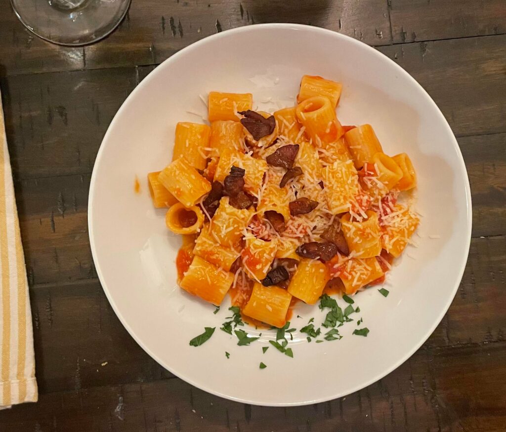 pasta amatriciana using guanciale
