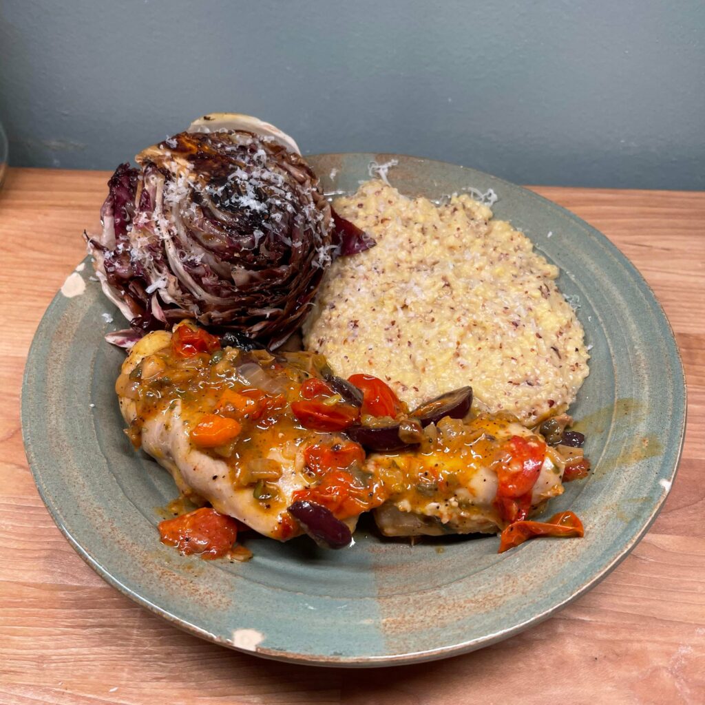 Pollo alla Cacciatora with polenta and grilled radicchio
