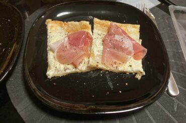 Homemade focaccia di Recco style pastry (puff pastry + homemade stracchino cheese)