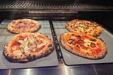 Pizzas at the warming station