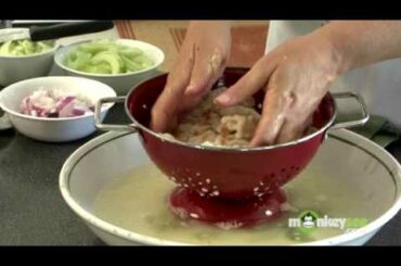 Italian Recipes - Straining the Bread for Panzanella