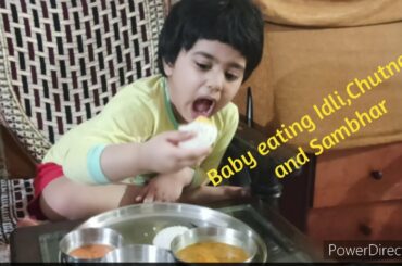 Baby eating Idli, Chutney and Sambhar// Baby eating food// Baby Dinner// Kids Dinner// Idli Chutney