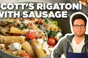 Scott Conant's Rigatoni with Sausage, Spinach and Goat Cheese | Food Network