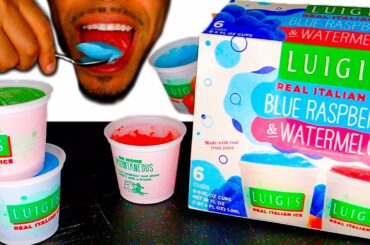 ASMR | LUIGI'S REAL ITALIAN ICE | RED VS BLUE | EATING MOUTH SOUNDS | FLAVORS NO TALKING