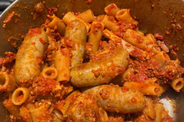 sunday sauce (pork ribs, sausages and ground beef- as passed down by my amazing stepdad)