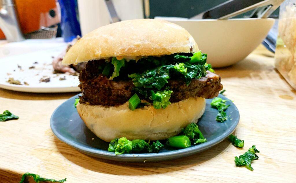 New Year's Porchetta Sandwich w Broccoli Rabe in Homemade Roll