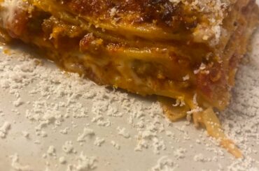 Nduja and sausage ragu lasagne and fried pizza dough sticks