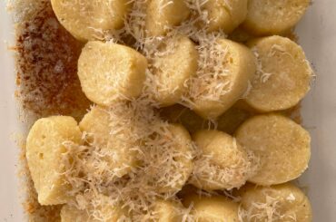 Gnocchi alla Romana. Made with semolina, milk, egg and butter. Recipe is from Pastagrammar.