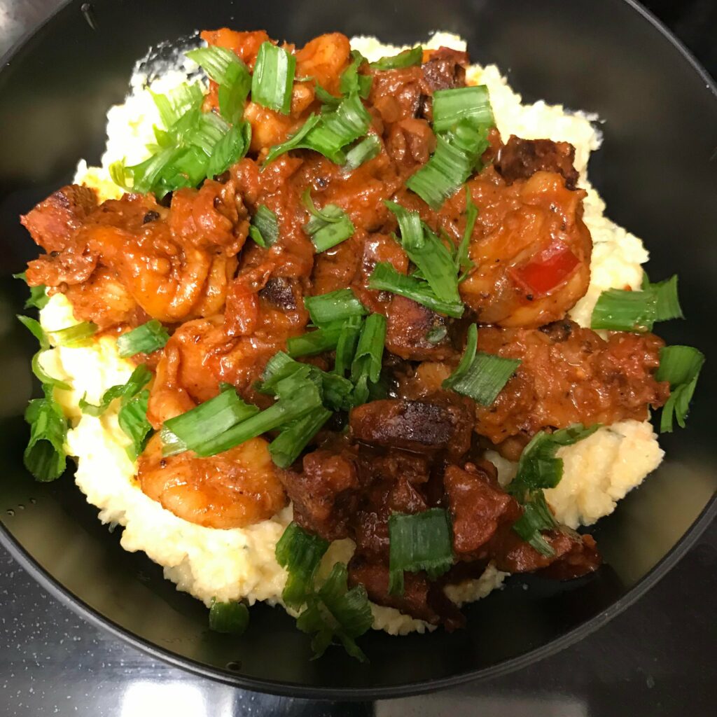 Spicy shrimp & polenta