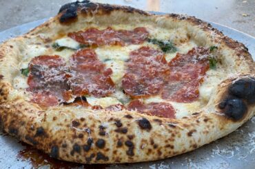 First pizzas of spring! All naturally leavened, 68% hydration, overnight bulk ferment