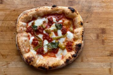 One of today’s pizzas from a Pizza Party wood fired oven