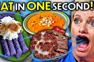 Eat In One Second - International Holiday Food! (Sufganiyot, Puto Bumbong, Osechi Ryori)