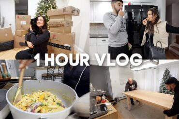 1 HOUR VLOG: HUGE Amazon Haul, dad surprises me with a dining table, cooking, christmas fun & MORE