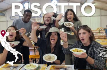 Tasting food in Italy with GenZ, trying different risotto's at the Rice Fair (on Isola della Scala)