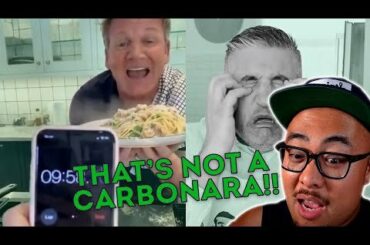A Pro Chef reacts to Vincenzo's Plate reacting to Gordon Ramsay making "carbonara".
