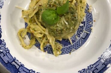 Homemade Sicilian Pesto Creme Pasta, made with Pistachios