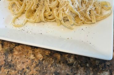 Fettucine Alfredo, didn’t come out as I would like it since its not creamy enough. I’ll try some new methods I learned the next time.